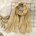 Classy Beige Color Solid Long Bamboo Cotton Hijab / Orna