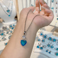 Ocean blue color love shaped pendant neckpiece