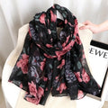 Classy Black Floral Patterned Soft Lightweight Long Hijab / Orna