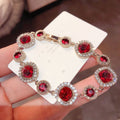 Gorgeous Dopamine Diamond-Encrusted Square Geometric Buckle Gold-Red Imported Light Luxury and High-End Bracelet