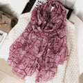 Pretty pink colour leaf patterned long soft long hijab / orna