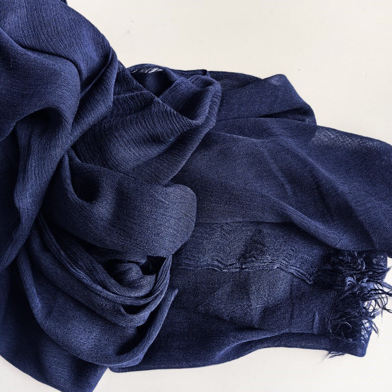 Classy Navy Color Imported Super Soft Breathable Long Rayon Hijab / Orna