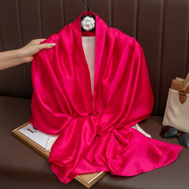 Gorgeous Hot Pink Color Long Shiny Imported Satin Silk Hijab / Orna