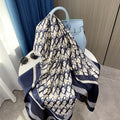 Elegant blue & off white mixed printed silk hijab / orna