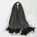 Elegant black white striped soft long viscose hijab / orna