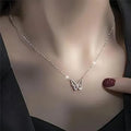 Silver Butterfly Pendant Neckpiece