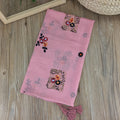 Pretty Pink Color Ethnic Style Embroidered Tassel Cotton Hijab / Orna