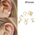 Imported golden color no piercing 5 pieces earrings set