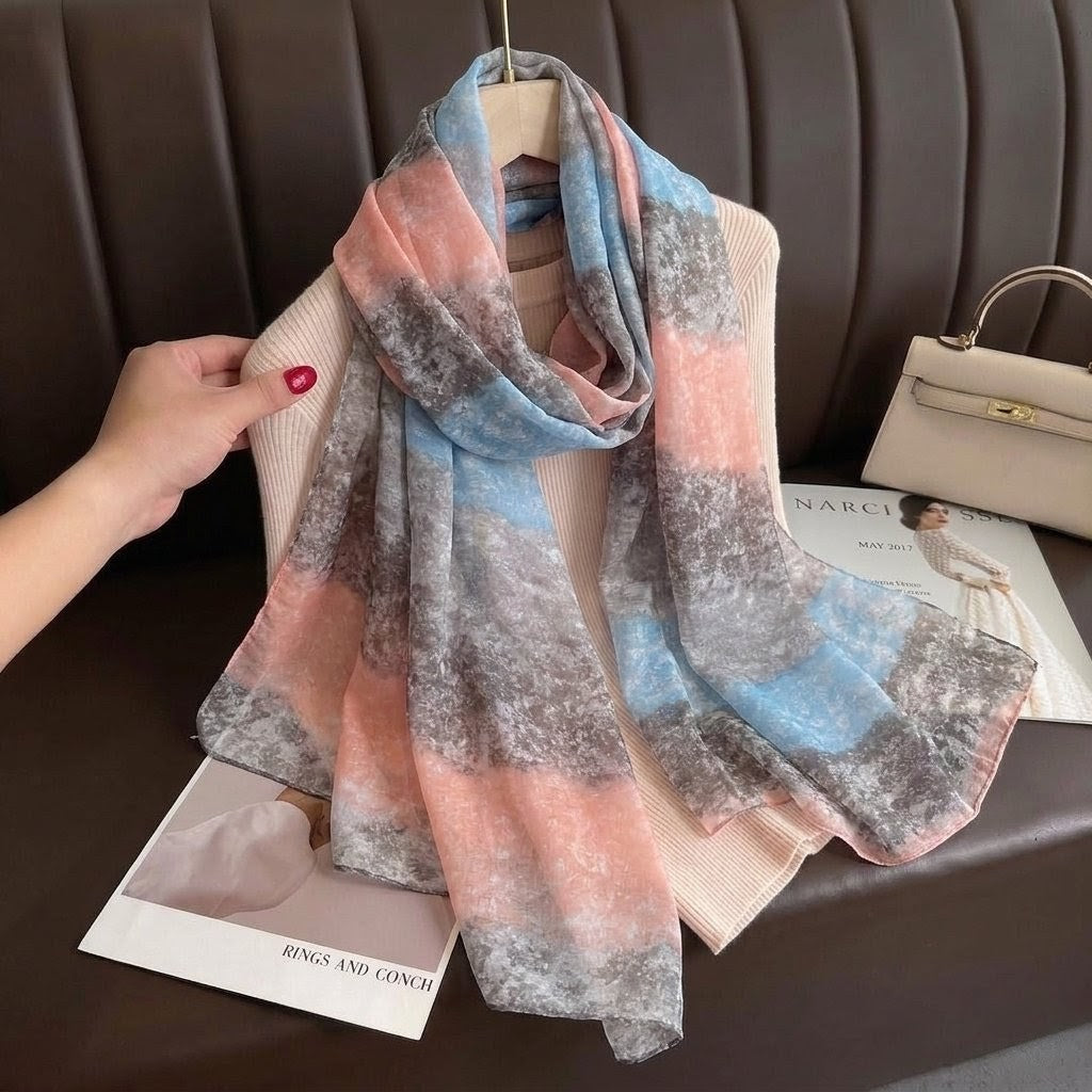 Classy Grey Hot-Selling New Foreign Trade Segmented Gradient Versatile Long Soft High-Quality Women's Sun Protection Cotton Hijab / Orna