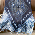 Ethnic Tie-Dye Style Buckle Women's Travel Sun Protection Yunnan Blue and White Literature Art Chinese Big Size Scarf / Hijab