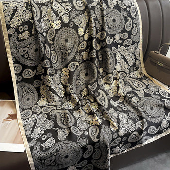 Paisley printed black long silk hijab