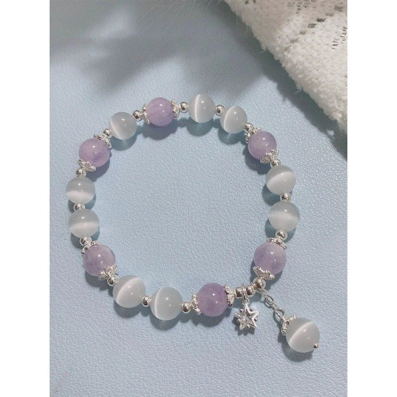 Stunning Cat's Eye Purple Beaded Bracelet