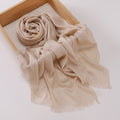 Fashionable Khaki Color High Quality Rayon Golden Striped Muslim Women's Shiny Soft Breathable Imported Long Hijab / Orna