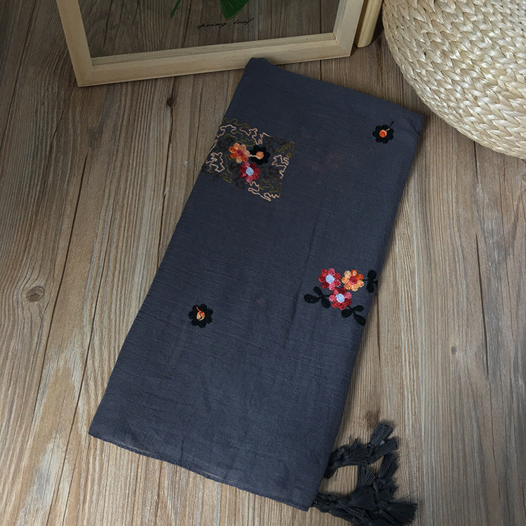 Elegant dark grey color tassel cotton hijab/orna