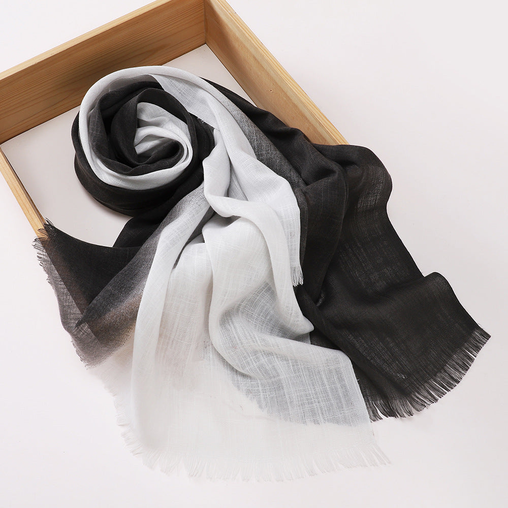 Elegant black & white bamboo cotton hijab