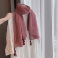 Stunning Rose Pink Soft Long Summer Friendly Imported Wooden Bead Tassel Cotton Hijab / Orna
