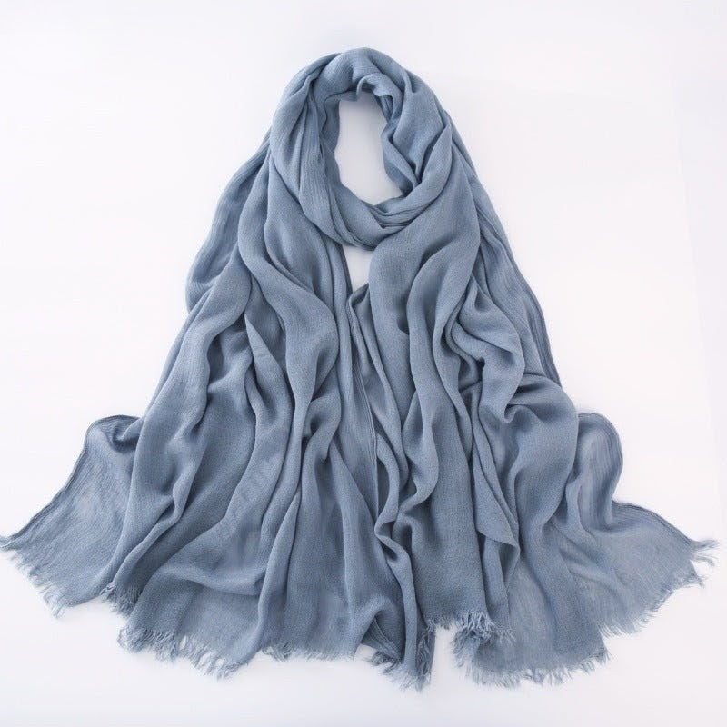 Sophisticated Steel Blue Color Imported Super Soft Breathable Long Rayon Cotton Hijab / Orna