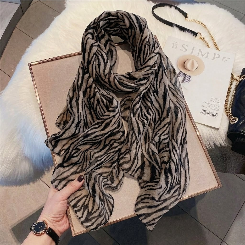 Beautiful zebra printed Beige Color Soft Long Hijab/ Orna