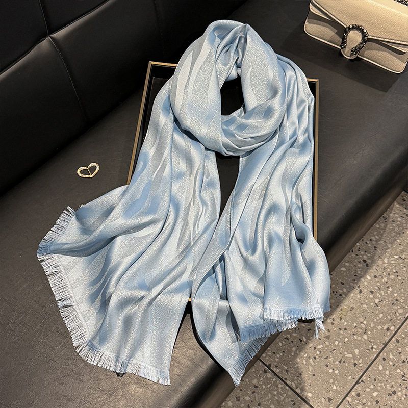Elegant Blue Color Imported Shiny Party Hijab / Orna