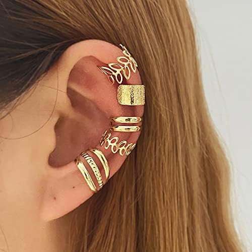 30 Pcs Set Vintage C Shaped Leaf Hollow Ear Cuff Helix Cartilage Ear Clip on Wrap Earrings Ear Cuffs for Women Men Non Piercing Ear Clip Fake Earrings Cartilage (Gold/Silver/Black)