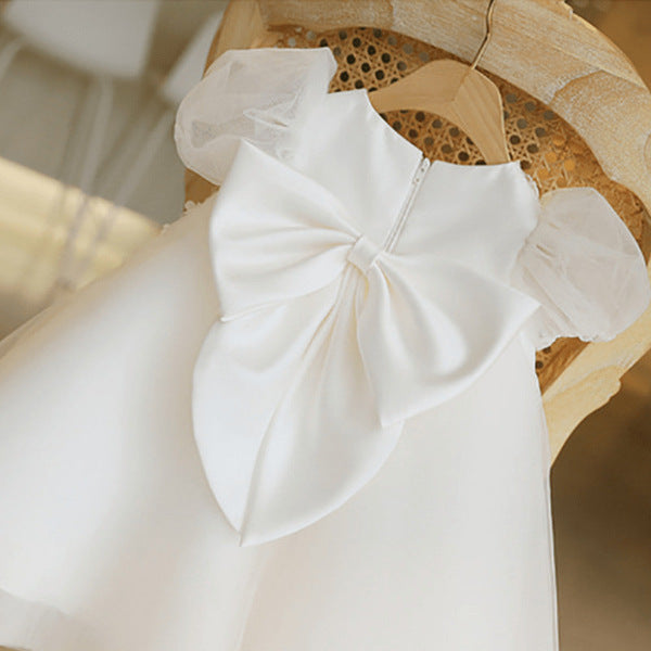 Imported Baby Girl's Pompous Dress White Lace Western Style Children's Birthday Banquet Princess Dress Wedding Flower Girl Dress