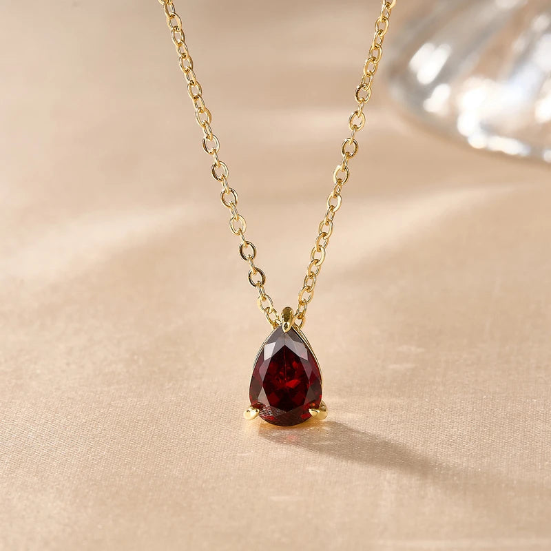 Red color waterdrop pendant neckpiece