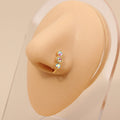 Beaituful Triple Diamond U-shaped Non Piercing Copper Plated Imported Nose Ring / Nose Pin