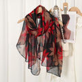 Stylish Black Color Imported Floral Printed Lightweight Hijab / Orna