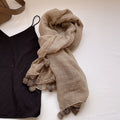Stunning Khaki Color Fringed Vintage-Style Imported Super Soft Long Summer Friendly Tassel Cotton Hijab / Orna