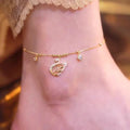 Stunning swan shape rhinestone golden color anklet