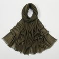 Classy Army Green Soft Long Imported Breathable Bamboo Cotton Hijab / Orna
