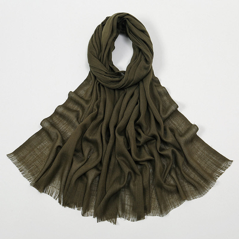 Classy Army Green Soft Long Imported Breathable Bamboo Cotton Hijab / Orna