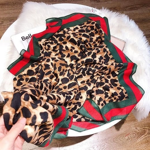 Gorgeous red & green colour leopard printed cotton hijab