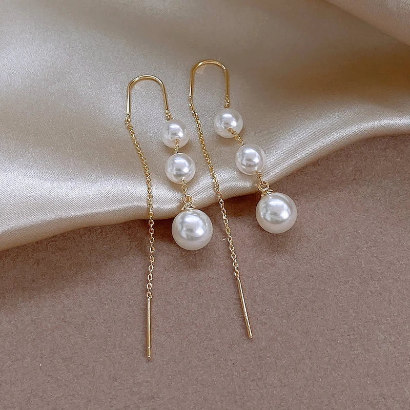 Stunning pearl tassel earrings