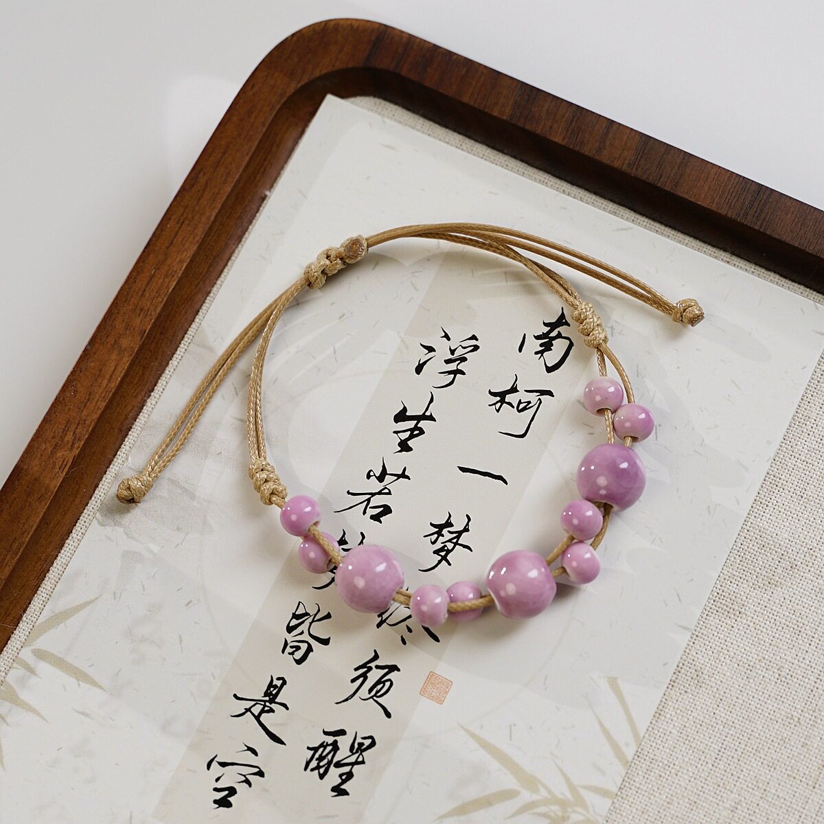 Elegant Purple Color Jingdezhen Ceramic High-End Sense Adjustable Imported Bracelet