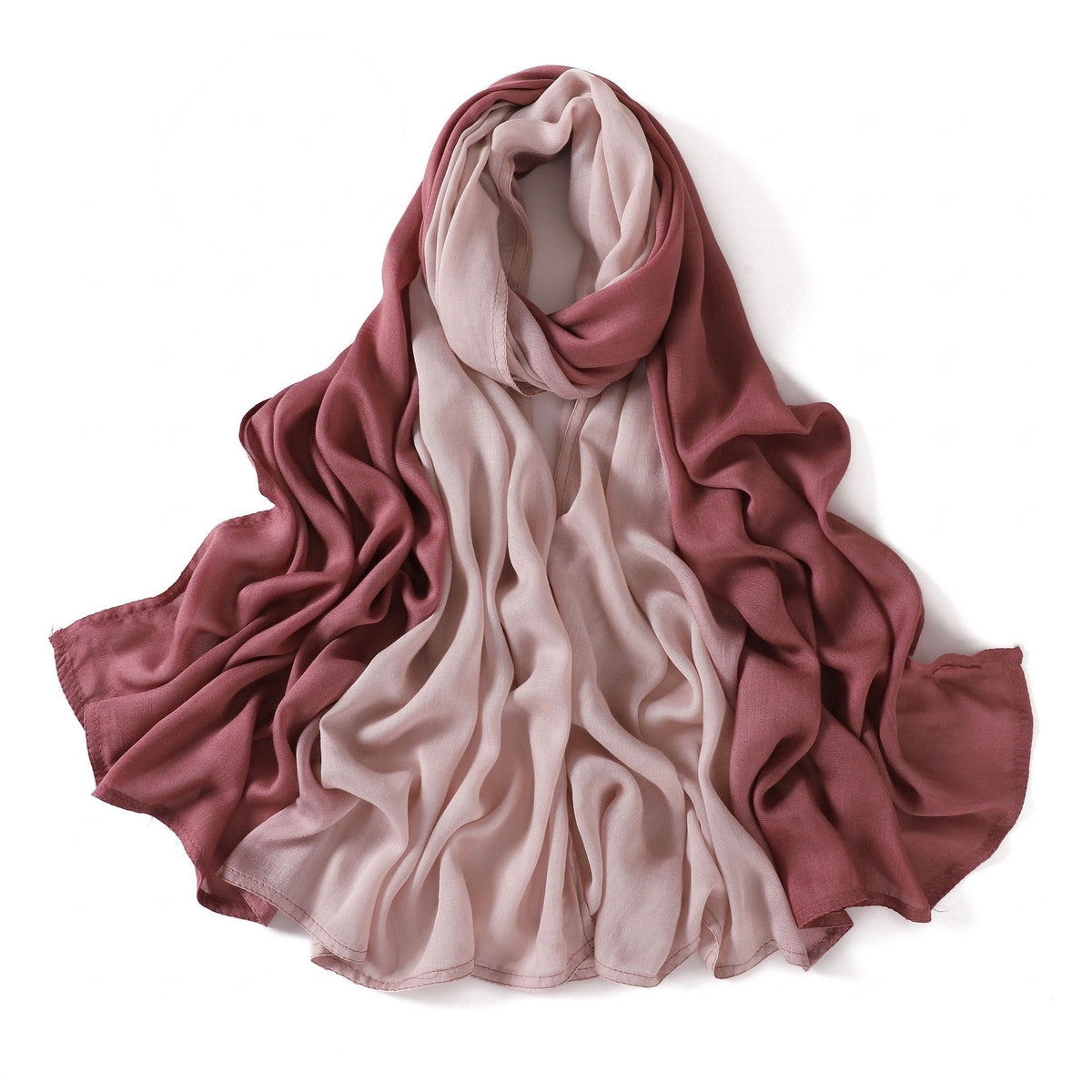 Sophisticated Dusty Rose Color Literary Retro Gradient Rayon Cotton Imported Hijab / Orna