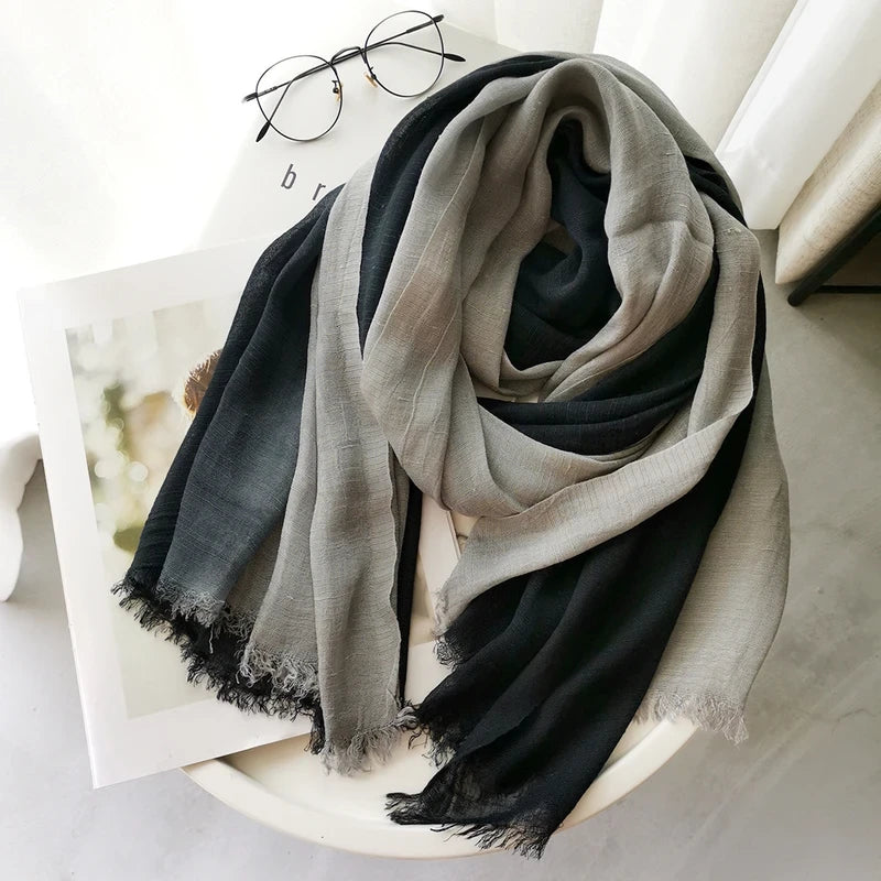 Imported grey & black colour cotton soft long hijab / orna