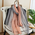 Pretty Peach & Grey Gradient Long Soft Imported Sun Protection Summer Friendly Hijab / Orna