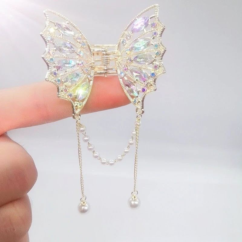 Colorful tassel butterfly claw clip