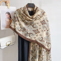 Stunning Ivory Color Imported Summer Friendly Printed Long Hijab / Orna