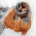 Classy Light Grey Orange Lightweight Gradient Color Breathable Imported Tie-Dye Hijab / Orna