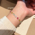Colorful Light Luxury Niche Exquisite High-End Trendy Zircon Adjustable Imported Bracelet for Women with Elegant Sparkling Crystal Design