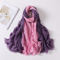Elegant Purple & Pink Soft Gradient Natural Muslim Women Comfortable Imported Crinkle Cotton Hijab / Orna