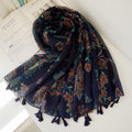 Imported Floral Printed Tassel Long Soft Hijab