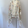 Beautiful floral & birds printed soft tassel cape