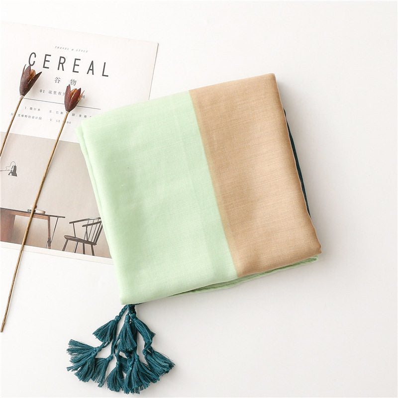 Imported green colour soft long tassel hijab / orna