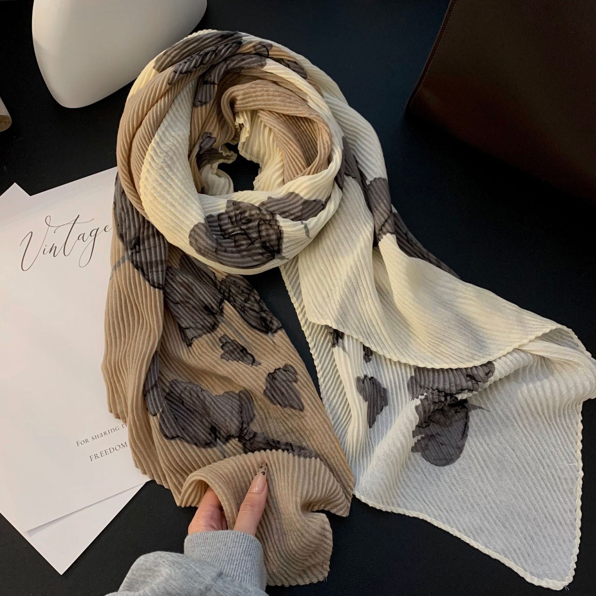 Imported Super Soft Ivory Color Wrinkled Soft Scarf