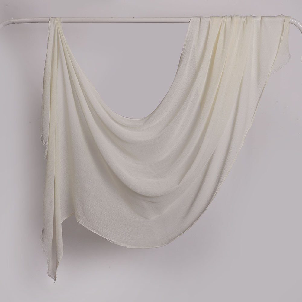 Sophisticated Milky White Super Soft Summer Friendly Imported Long Rayon Cotton Hijab / Orna