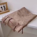 Elegant khaki colour winding tassel cotton hijab