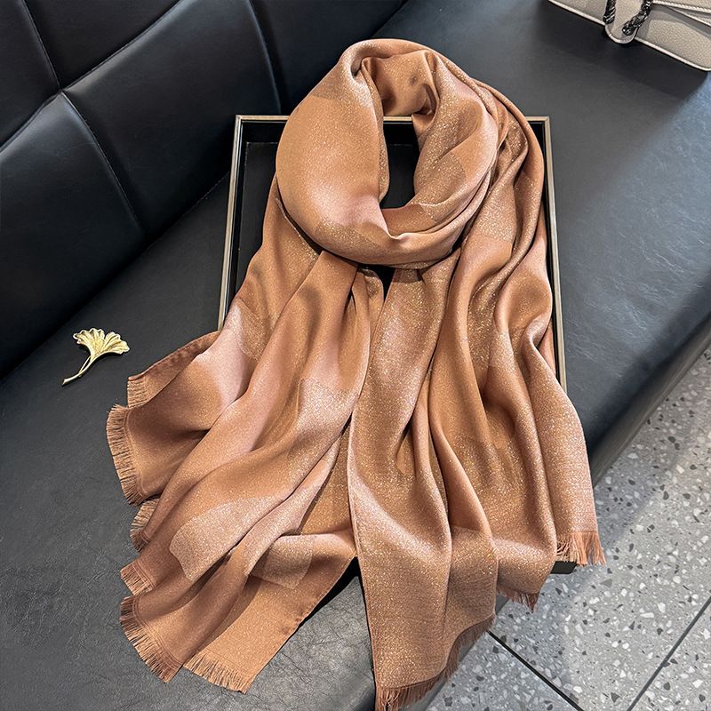 Fashionable Brown Color Imported Shiny Party Hijab / Orna